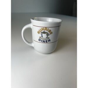 Oneida Mug Cup SUNRISE DINER Coffee Tea Vtg 3.75" bright colors‎ vibrant text